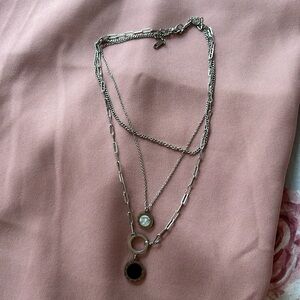 New  3 in 1 Necklace with Round Shap Design Silver Material